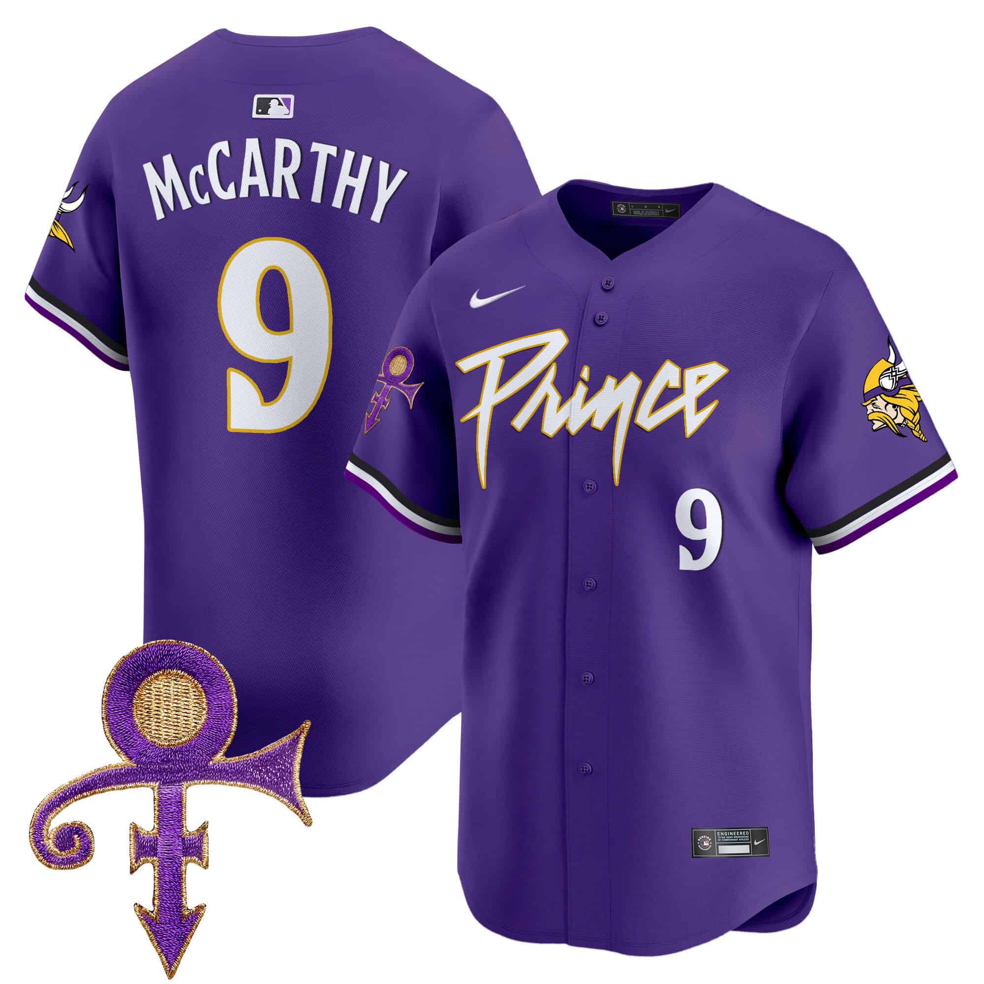 Men Minnesota Vikings 9 Mccarthy Purple 2024 Nike Prince Patch Vapor Premier Limited NFL Jersey